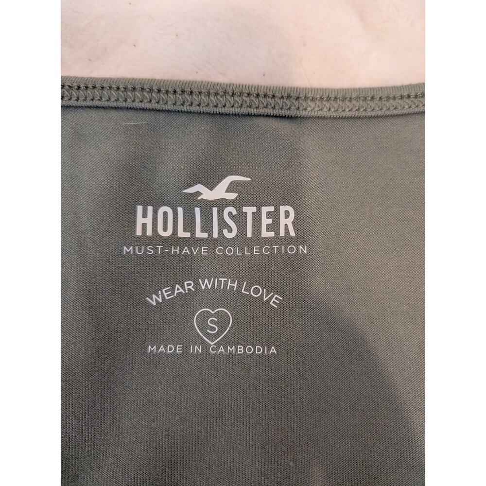 Hollister Square Neck Crop Top Size Small Green Soft Stretch Fall Tee - Picture 3 of 7